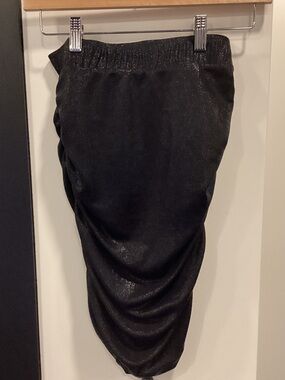 Black Ruched Mini Skirt with Shimmer